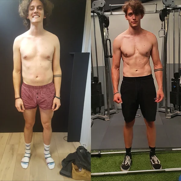 Voor- en nafoto van Yaric: 5 maanden, van 80,7 naar 73,3 kg en sterker in alle oefeningen