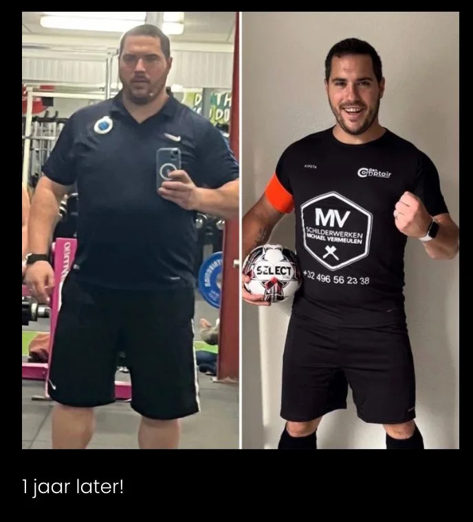 Voor- en nafoto van Shane, 31: 9 maanden, 20 kg kwijt